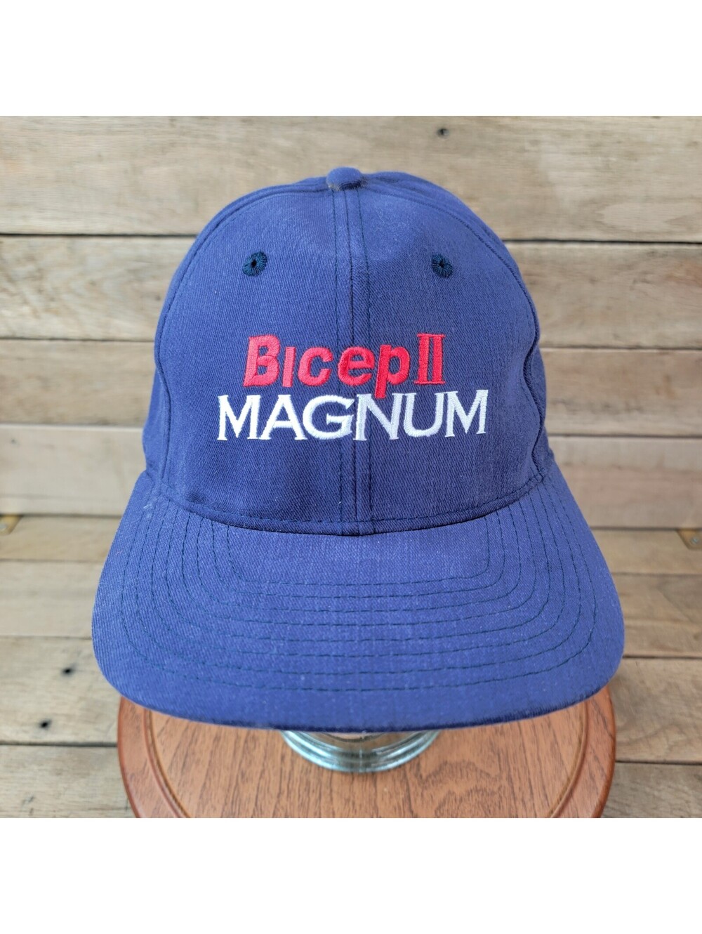 Vintage Bicep II Magnum Agriculture Chemical Farm Promo Snapback Hat Blue